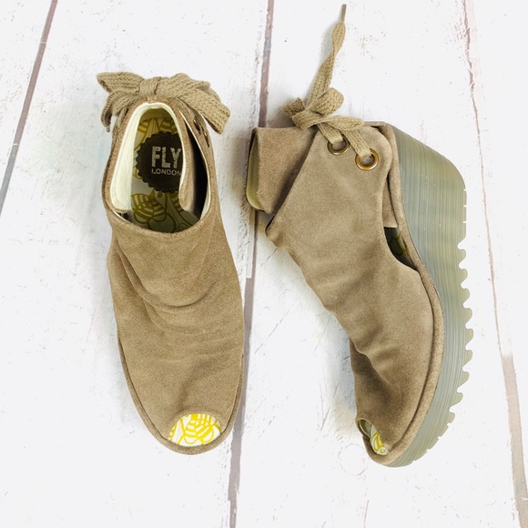 Fly London Shoes - FLY LONDON YEMA SUEDE NUDE WEDGE NNT ruched  -8